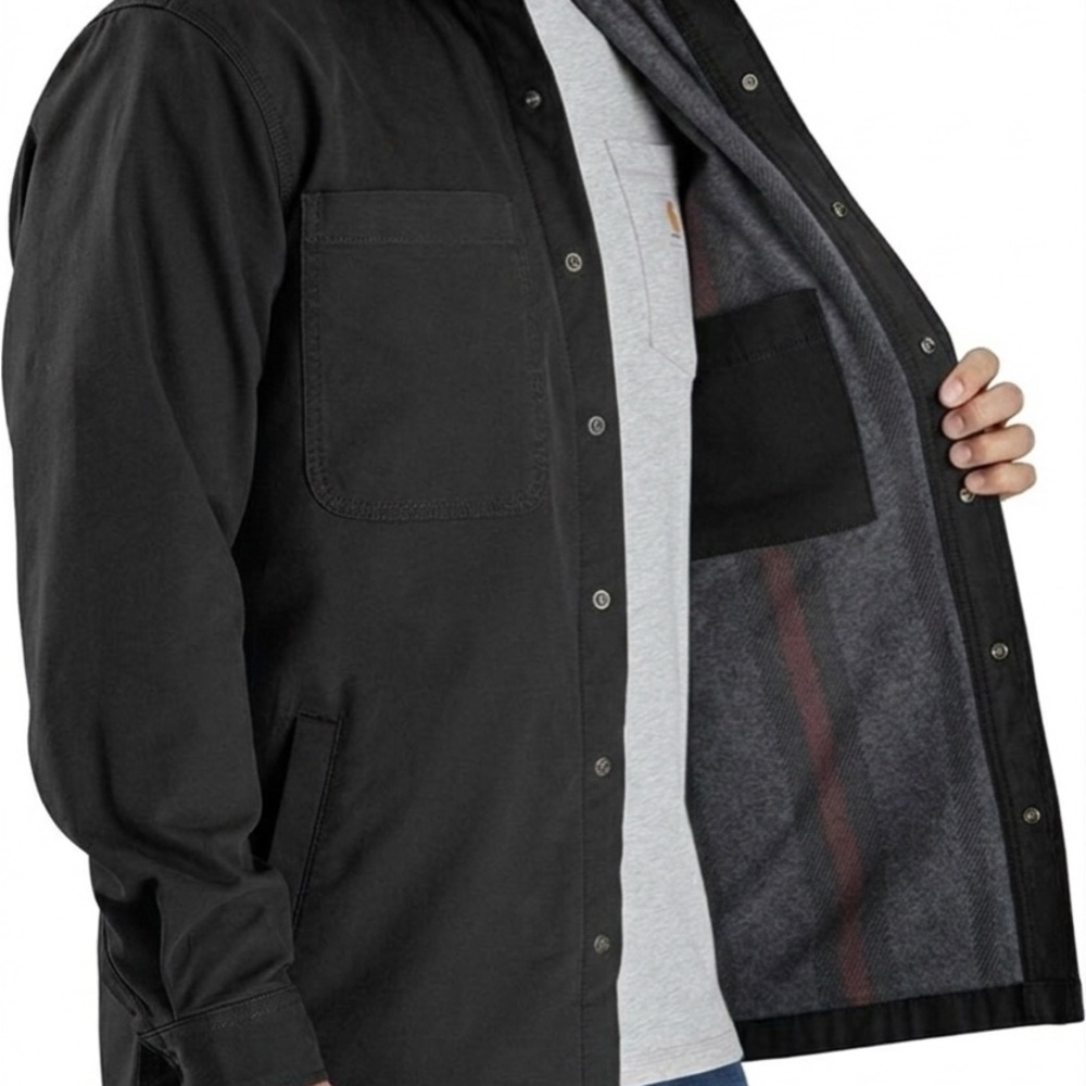 Men's Classic Black Shirt Jacket - Picture 4 of 7
